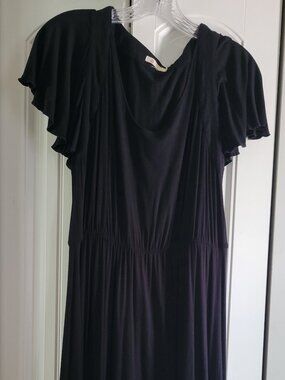 Tulle black jersey dress with flutter sleeves